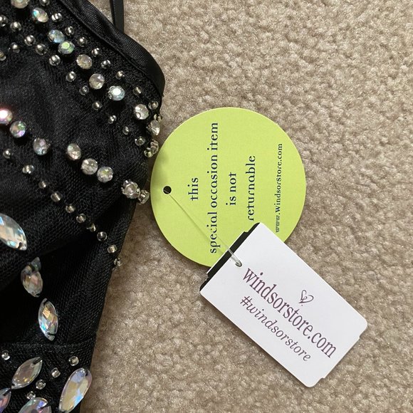 Halter Top Embellished Black and White Gown - Picture 5 of 13